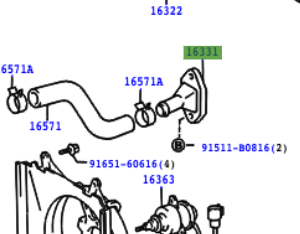 Toyota Corolla 1997-2001 Water Outlet