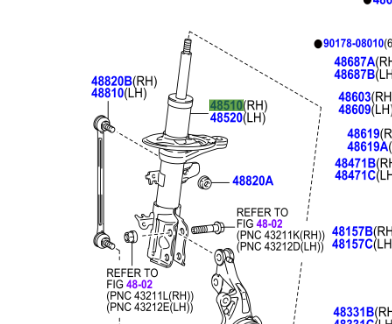 Toyota IQ (2008-2014) Shock absorber (RH)