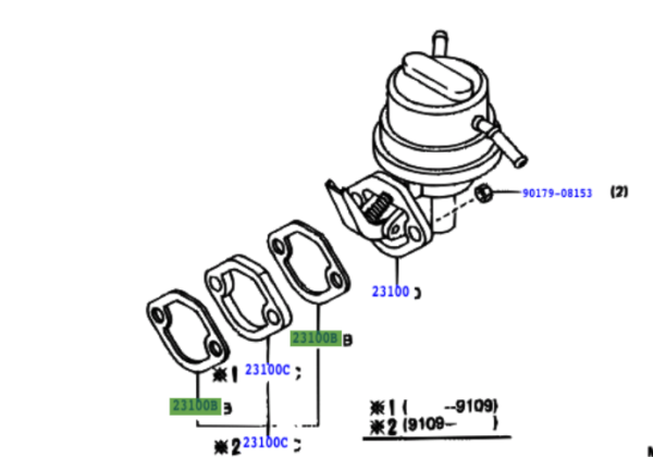 Toyota Corolla HB (1987-1992) Fuel Pump Gaskets