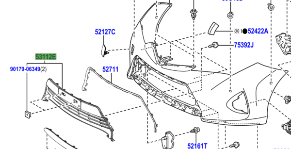 Toyota Auris / Hybrid (UKP) (2012-2018) Lower Bumper Plated Grill No.1 - Image 2