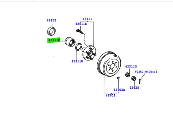 Toyota Hiace / Hiace (S.B.V) (1995-2011) Rear Wheel Bearing (Axel Shaft)