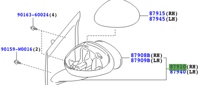Toyota Aygo (2005-2014) Wing Mirror Assembly (RH)