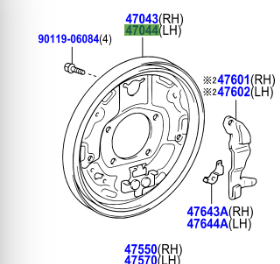Toyota Verso-s (2010-2015) Rear Brake Disc Backing Plate (LH)