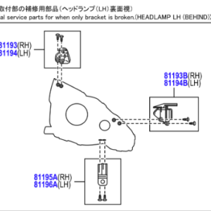 Toyota Aygo 2014-2023 Headlight fixing brackets R/H