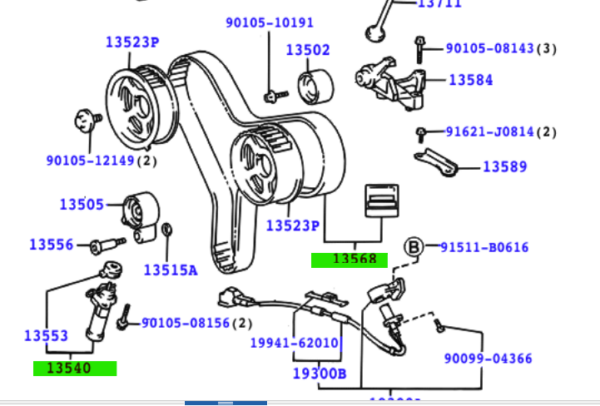Toyota Granvia/Grand Hiace 1995-2005 Cambelt and Tensioner