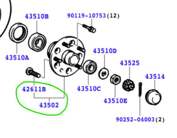 Toyota Hiace 1995-2011 Front Wheel Hub with ABS Ring