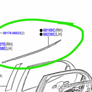 Toyota Yaris 2020-Present Rear Door Outer Window Seal R/H