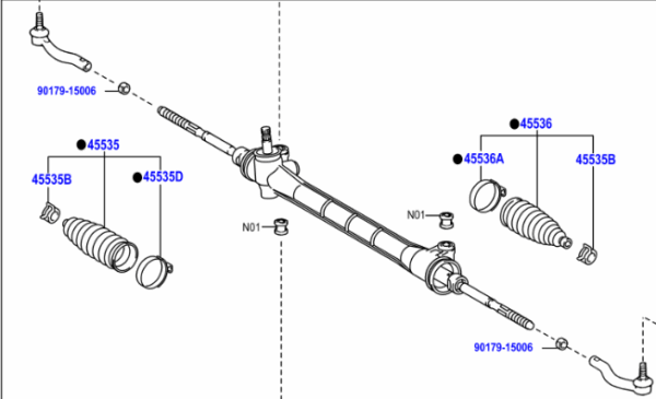 Toyota Auris 2007-2013 Steering Rack With Track Rod Ends