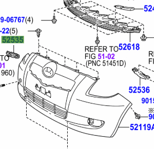 Toyota Yaris 2005-2011 Retainer Front Bumper Side R/H