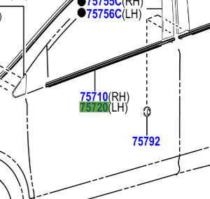Toyota RAV4 2012-2019 Front Door Belt Moulding L/H