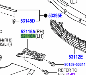 Toyota Prius 2009-2015 Front Bumper Side Support L/H