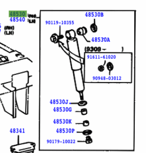 Toyota Estima 1990-1999 Rear Shock Absorber Assy R/H or L/H
