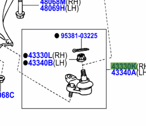 Toyota Camry 2011-2017 Lower Ball Joint Assy R/H
