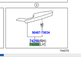 Toyota Hilux 2015-2020 Rear Armrest Assy Black L/H