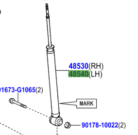 Toyota Vitz 2010-2020 Rear Shock Absorber L/H