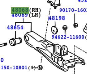 Toyota Regius/Touring Hiace Lower Front Suspension Arm R/H