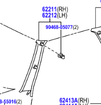 Toyota Crown Comfort 1996-2018 Front Pillar Garnish L/H