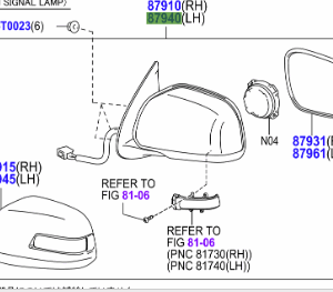 Toyota Hilux 2011-2015 N/S Wing Mirror Unit