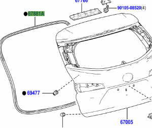Toyota Corolla 2019- Back Door Weatherstrip