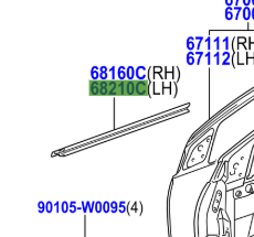 Toyota Aygo 2004-2014 Front Door Glass Weather Strip Outer Assy L/H