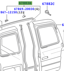 Toyota Hiace/Hiace S.B.V 1995-2011 Back Door Weatherstrip Retainer