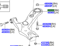 Toyota Estima Hybrid 2006-2019 Front Lower Suspension Arm Sub-Assy R/H