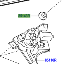 Toyota Yaris/Hybrid 2014-2020 Rear Wiper Motor Grommet