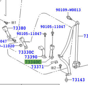 Toyota Yaris (FRP) 2005-2011 Rear Seat Belt Assy Centre L/H