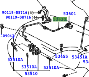 Toyota Yaris/Echo Verso 1999-2005 Hood Lock Control Cable Assy