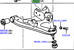 Toyota Land Cruiser 100 1998-2007 Front Suspension Lower Arm L/H