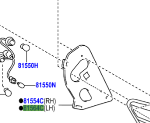 Toyota Yaris (2011-2014) Rear LHS Combination lamp body Seal