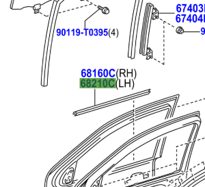 Toyota Hilux (2011-2015) Front LHS weatherstrip