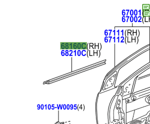 Toyota Aygo (2005-2014) Front RHS weatherstrip