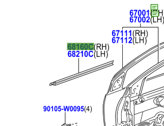 Toyota Aygo (2005-2014) Front RHS weatherstrip