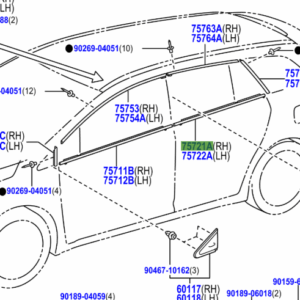 Toyota Avensis (2008-2018) Rear Door Belt Moulding (R/H)