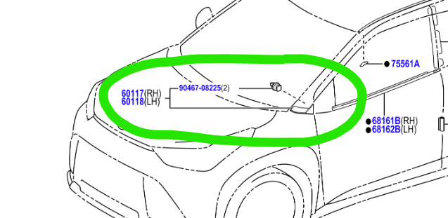 Toyota Aygo X 2022-Present Cover Sub-Assy Front Pillar R/H