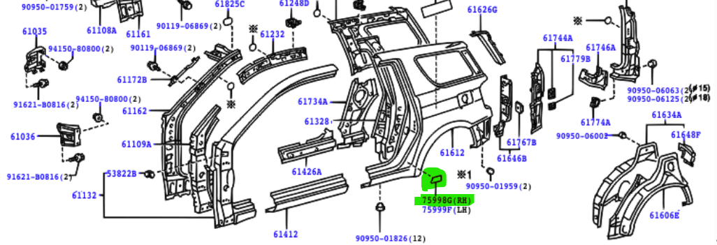 Toyota Rav4 (2000 - 2005) Protection film R/H Rear Quarter panel (with over fender)