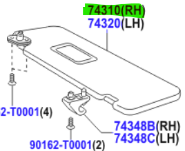 Toyota Hilux (2008-2011) RH Sun Visor (Lt Gray)