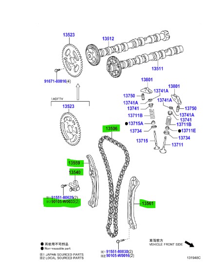 Toyota Rav4 2.0L Diesel (1ADFTV Engine)(2012-2019) Timing Chain Kit