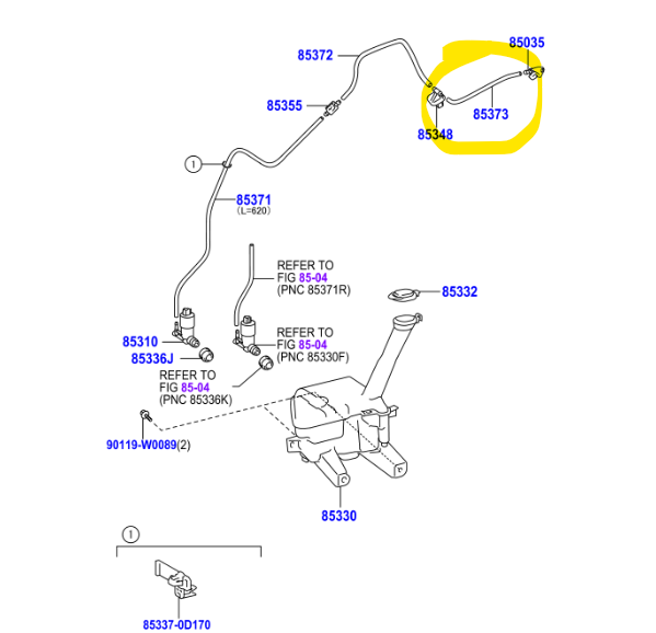 Toyota Yaris 20112014 Windscreen Washer Hose Toyota Parts Direct