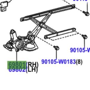 Toyota Corolla Verso 2004-2009 REGULATOR SUB-ASSY FRONT DOOR WINDOW RH