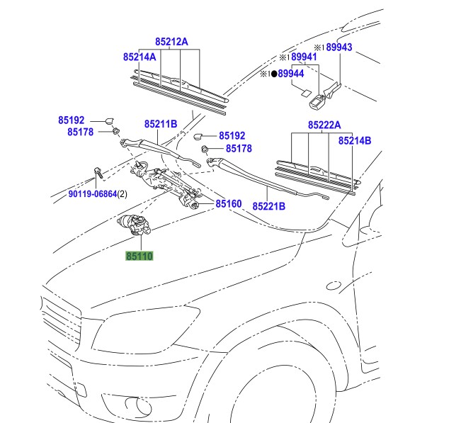 Toyota Rav4 2008-2012 Front Wiper Motor