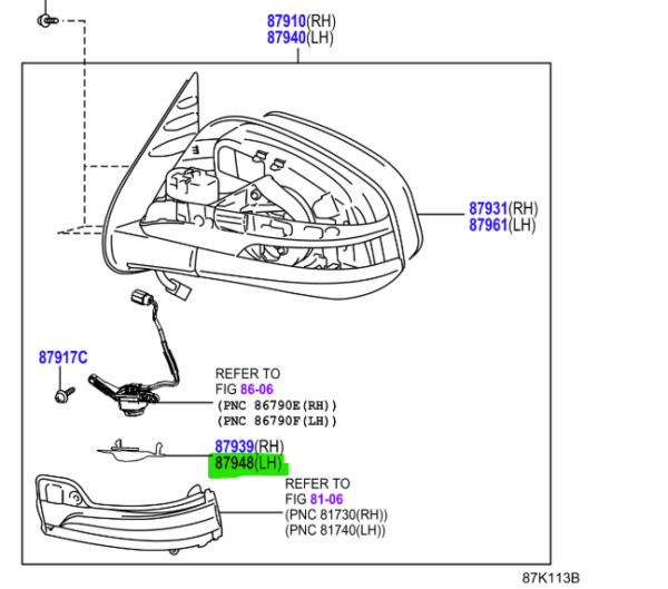 Toyota Hilux (2021-2023) LH Wing Mirror Camera Cover