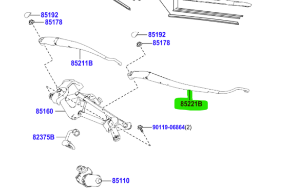 Toyota Rav 4 (2012-2019) Front Wiper Arm L/H