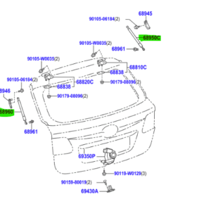 Toyota Avensis Wagon (2015-2018) Rear Tailgate Struts