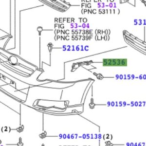 Toyota Corolla 2001-2007 LH Bumper to Wing bracket