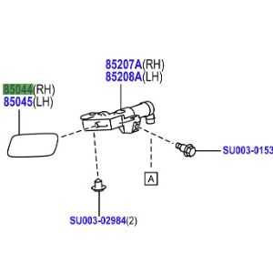 Toyota GT86 2016-Present NOZZLE SUB-ASSY H/LAMP WASHER RH PURE RED M7Y