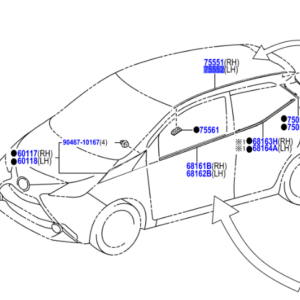 Toyota Aygo 2015- Present Dripstrip Moulding R/H + Clips