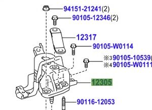 Toyota Yaris 2005-2011 INSULATOR SUB-ASSY ENGINE MOUNTING RH