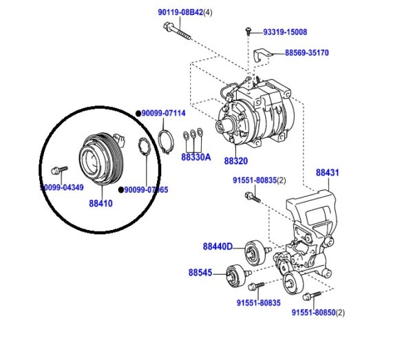 Toyota Land Cruiser 2002-Present Magnetic Clutch For Single Auto Air Conditioning